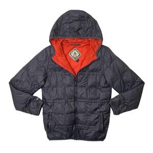 Volcom Jacket Boys Youth XL Navy Red Reversible Down Feather Full Zip Puffer